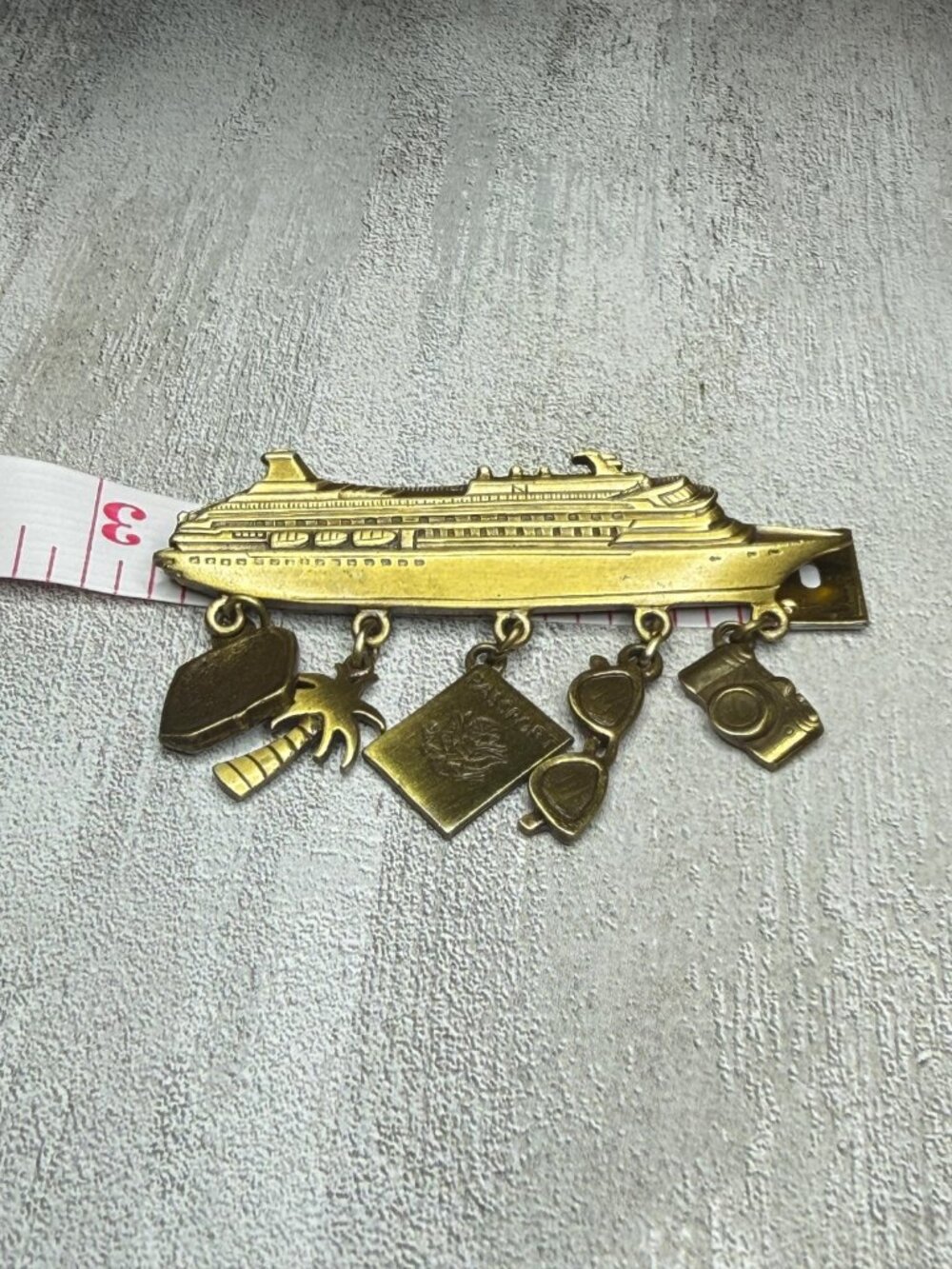 Cruise Ship Brooch Dangle Charms Vintage JJ Jonette Pin - Picture 8 of 10